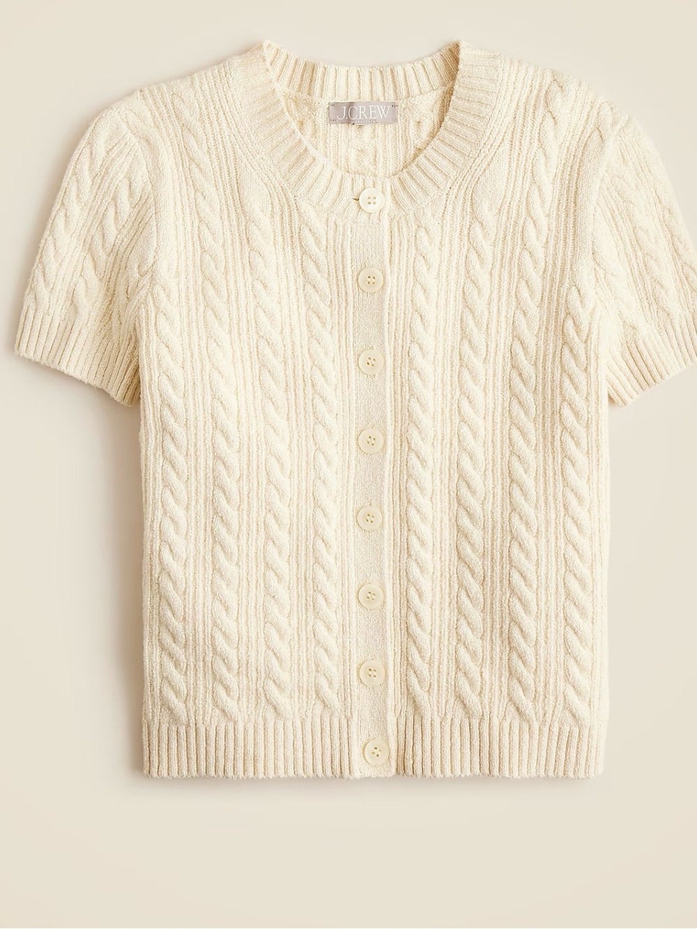 J. Crew Cashmere cable-knit henley T-shirt size XL ivory
100% cashmere